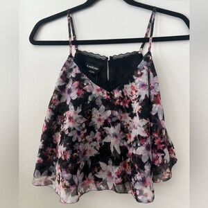 bebe Floral Camisole with Lace Trim